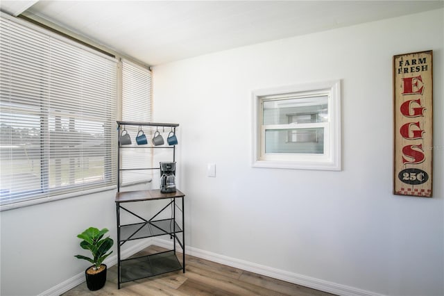 interior space with baseboards and wood finished floors