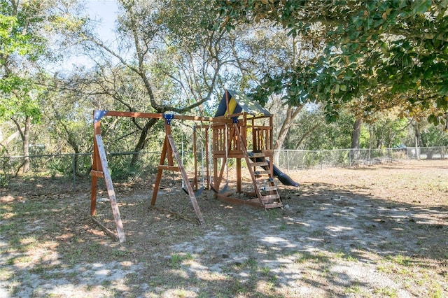 view of play area with fence