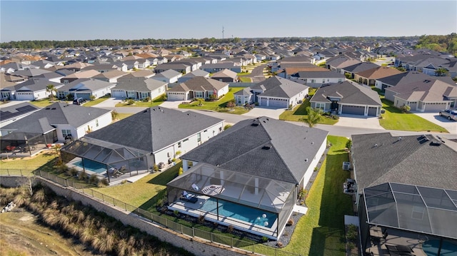 drone / aerial view with a residential view