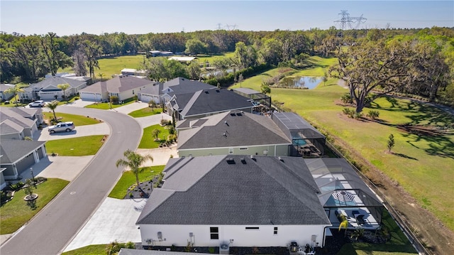 drone / aerial view with a residential view