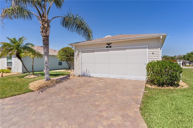 garage featuring decorative driveway