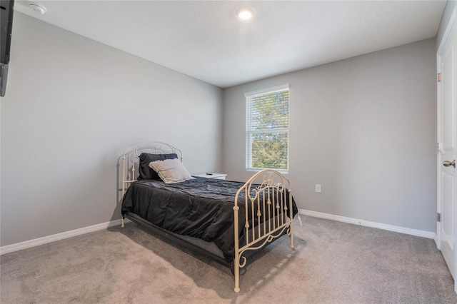 bedroom with baseboards and carpet floors