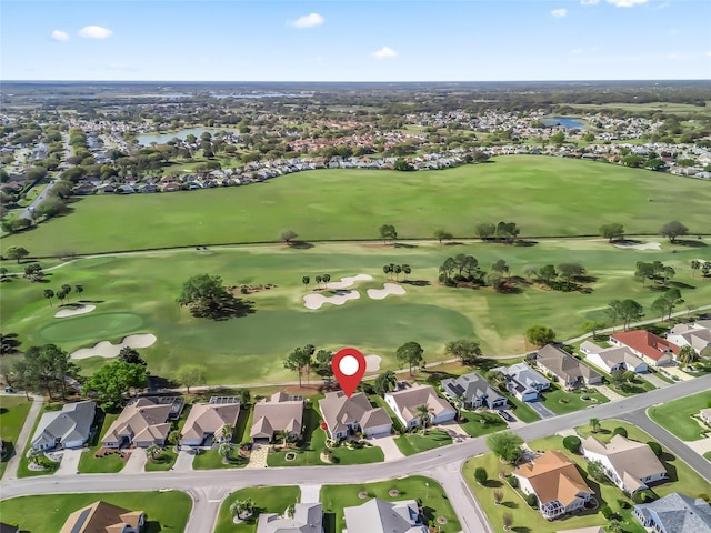 bird's eye view featuring a residential view and golf course view