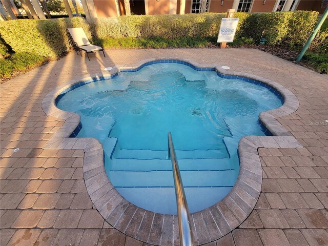 view of pool with a pool and a patio