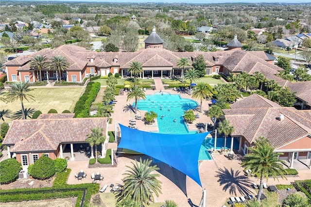 drone / aerial view with a residential view