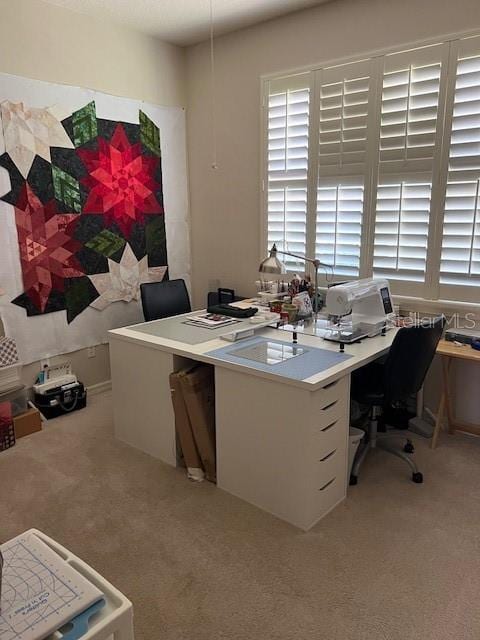 office featuring light carpet