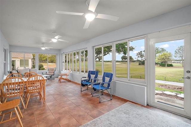 sunroom with tile patterned flooring