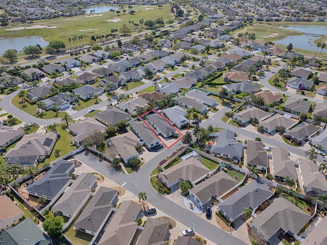 1829 Foxwood Ln, The Villages, FL 32162 - bird's eye view with a residential view, a water view, and view of golf course