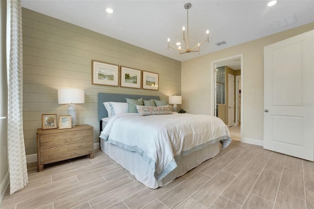981 Fiesta Key Cir, Lady Lake, FL 32159 - bedroom featuring wood finish floors, a chandelier, baseboards, and recessed lighting