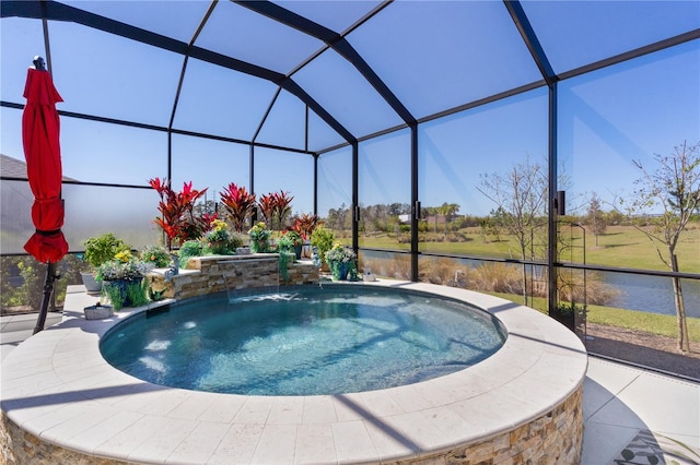 6444 Mcknight Loop, The Villages, FL 34762 - swimming pool featuring glass enclosure
