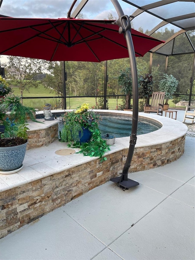 6444 Mcknight Loop, The Villages, FL 34762 - view of patio with a lanai and a swimming pool