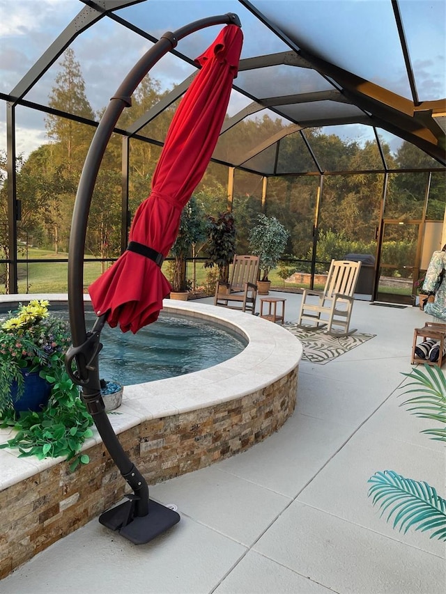 6444 Mcknight Loop, The Villages, FL 34762 - view of patio / terrace featuring glass enclosure