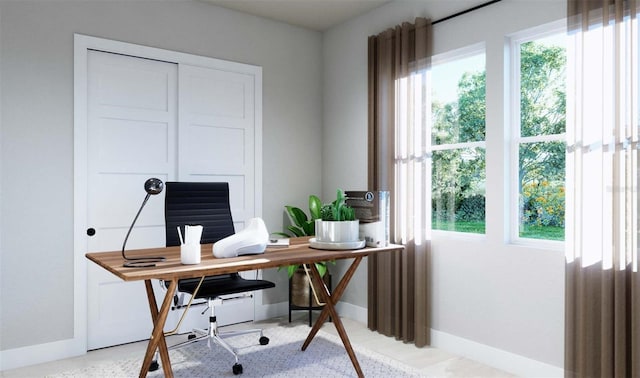 office featuring baseboards