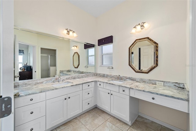 1417 Forest Acres Dr, The Villages, FL 32162 - full bathroom featuring tile patterned flooring, double vanity, and a sink
