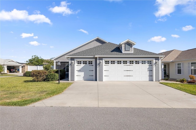 1853 Pasqua Pl, The Villages, FL 32163 - ranch-style house featuring a front yard, a shingled roof, a garage, and concrete driveway