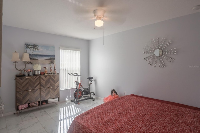 2442 Foxhollow Rd, Tavares, FL 32778 - bedroom featuring marble finish floor, baseboards, and ceiling fan