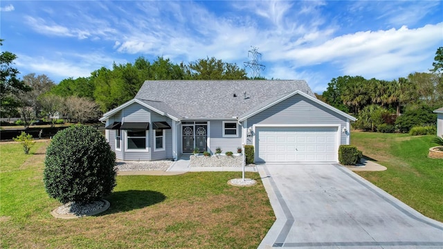 2433 Tamarindo Dr, The Villages, FL 32162 - single story home featuring a front yard, concrete driveway, a garage, and a shingled roof