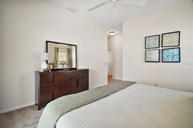 1093 Peninsula St, The Villages, FL 32162 - bedroom with light colored carpet, baseboards, and a ceiling fan