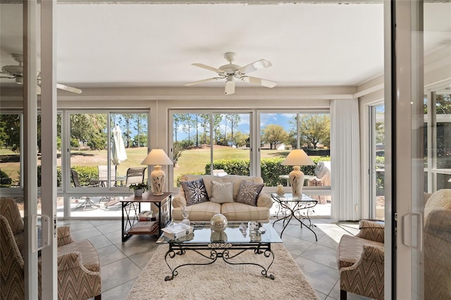 sunroom / solarium with tile patterned floors