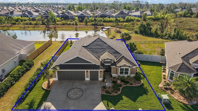 5557 Hawkins Dr, The Villages, FL 32163 - bird's eye view with a residential view and a water view