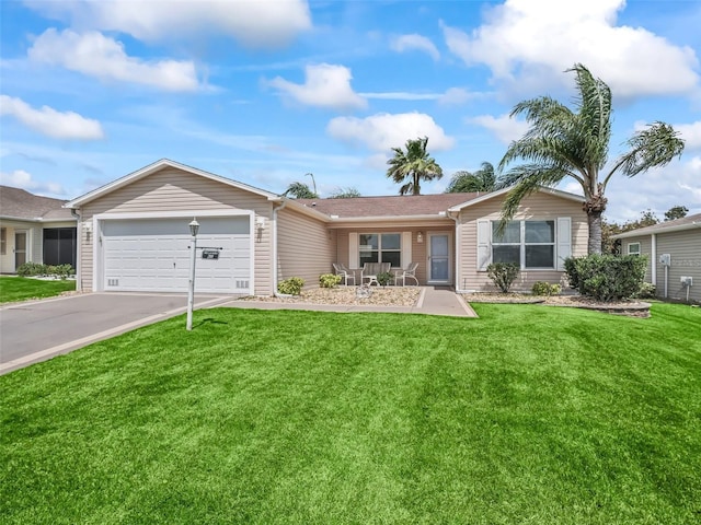 2111 Harston Trl, The Villages, FL 32162 - ranch-style home with a front yard, driveway, and a garage