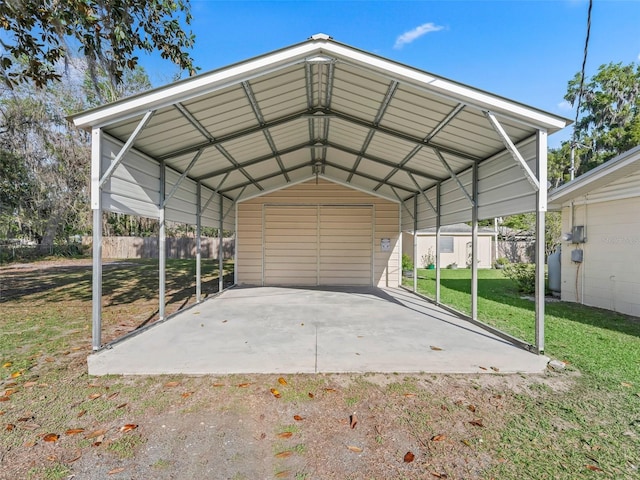 2376 Crk 444, Lake Panasoffkee, FL 33538 - view of vehicle parking with a storage shed, a carport, fence, and dirt driveway