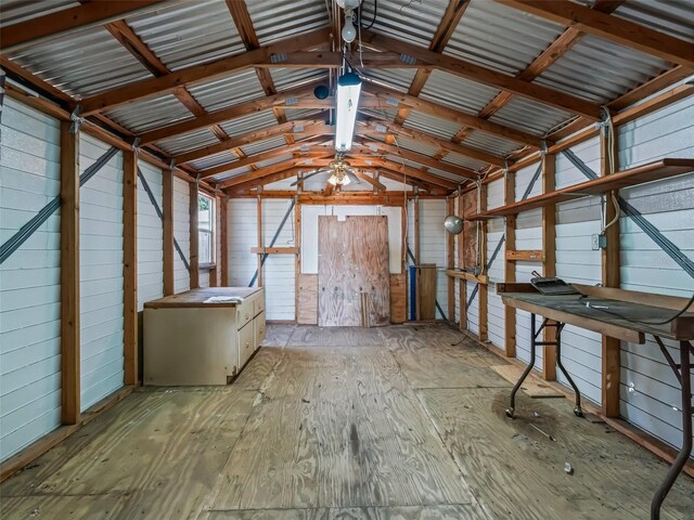 2376 Crk 444, Lake Panasoffkee, FL 33538 - storage area with ceiling fan and a garage
