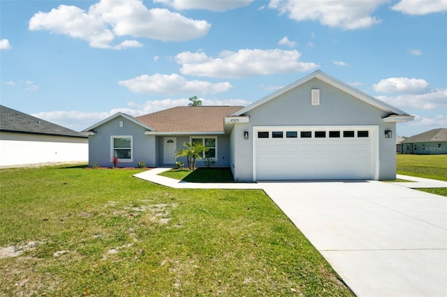 2575 SE 75th Blvd, Bushnell, FL 33513 - ranch-style home with a front yard, driveway, stucco siding, and an attached garage