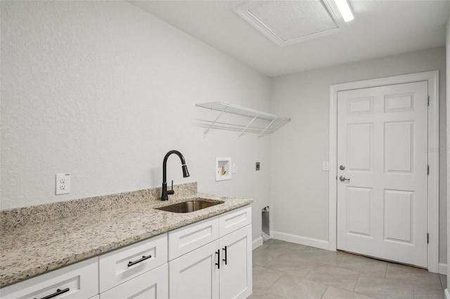 2575 SE 75th Blvd, Bushnell, FL 33513 - washroom featuring a sink, washer hookup, electric dryer hookup, baseboards, and cabinet space