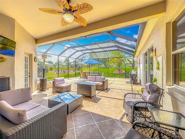 25545 Laurel Valley Rd, Leesburg, FL 34748 - view of patio featuring an outdoor hangout area and a lanai