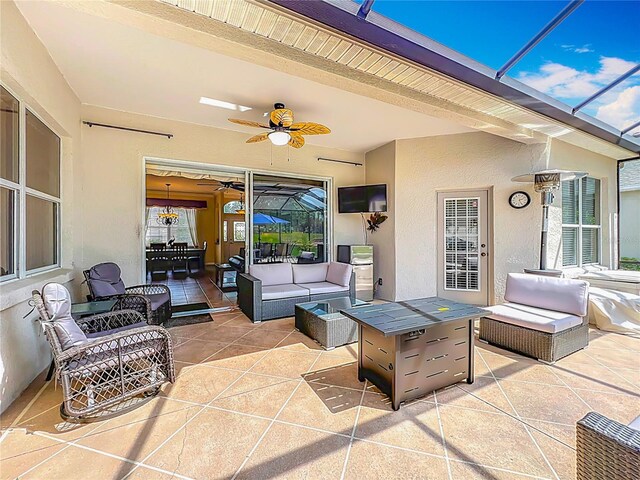 25545 Laurel Valley Rd, Leesburg, FL 34748 - view of patio / terrace featuring a lanai and an outdoor living space