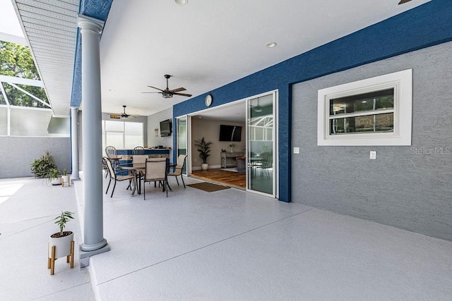 11619 Lane Park Rd, Tavares, FL 32778 - view of patio / terrace featuring ceiling fan and outdoor dining space