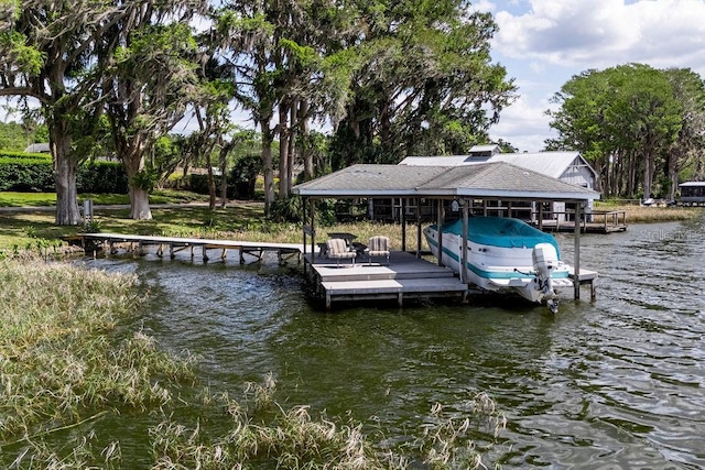 11619 Lane Park Rd, Tavares, FL 32778 - dock featuring a water view and boat lift