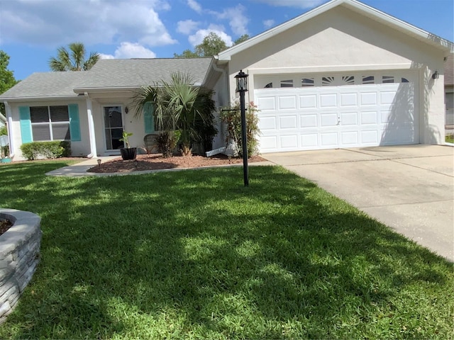 664 San Pedro Dr, The Villages, FL 32159 - single story home featuring a front lawn, driveway, stucco siding, and an attached garage