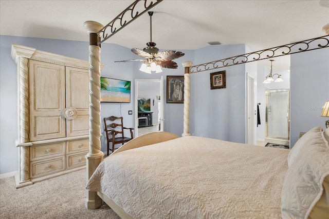 1917 Peachtree Ave, The Villages, FL 32162 - bedroom featuring carpet flooring, a chandelier, and ceiling fan