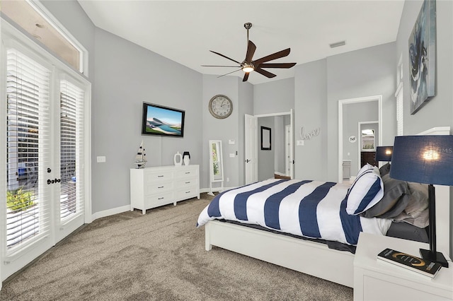 13112 Luntz Point Ln, Windermere, FL 34786 - bedroom featuring access to outside, carpet floors, multiple windows, and ceiling fan