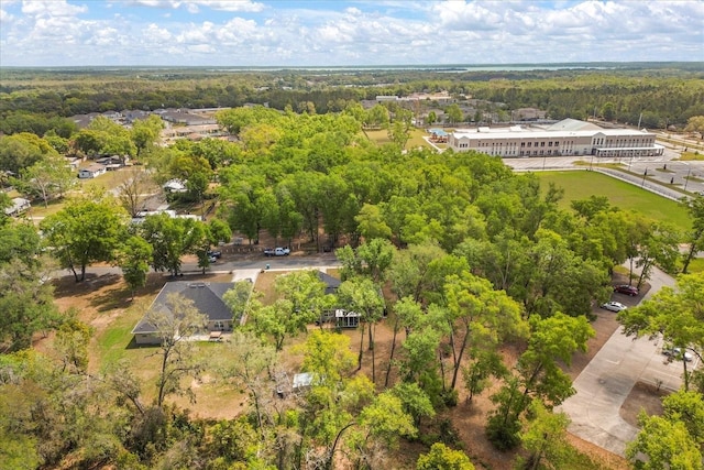 birds eye view of property with a forest view