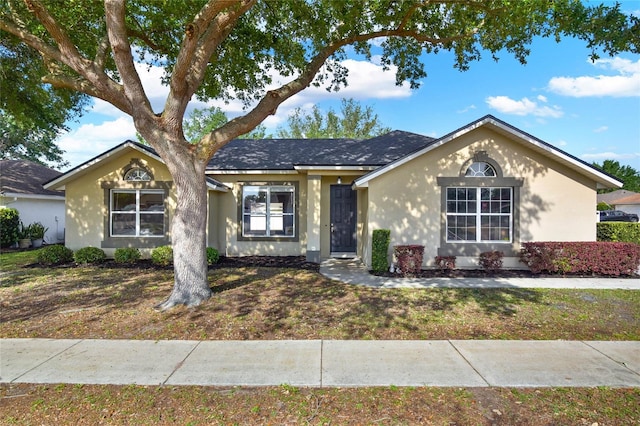 ranch-style home with stucco siding