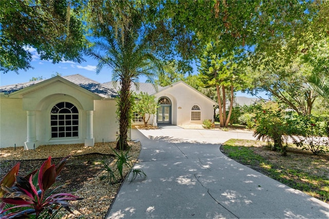 11024 Windchime Cir, Clermont, FL 34711 - view of front of home with stucco siding, concrete driveway, and french doors