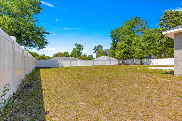 view of yard with a fenced backyard