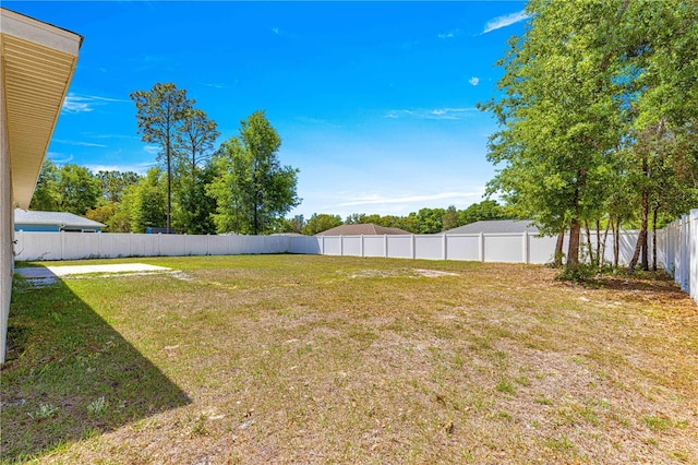 view of yard featuring a fenced backyard