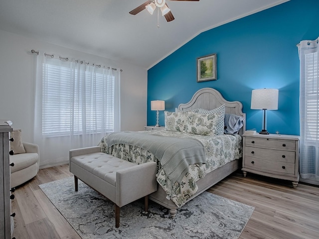1010 Ventura Dr, The Villages, FL 32159 - bedroom featuring wood finished floors, a ceiling fan, and lofted ceiling