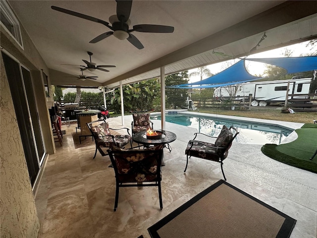 3511 Fox Lake Dr, Apopka, FL 32712 - view of patio featuring ceiling fan and outdoor lounge area