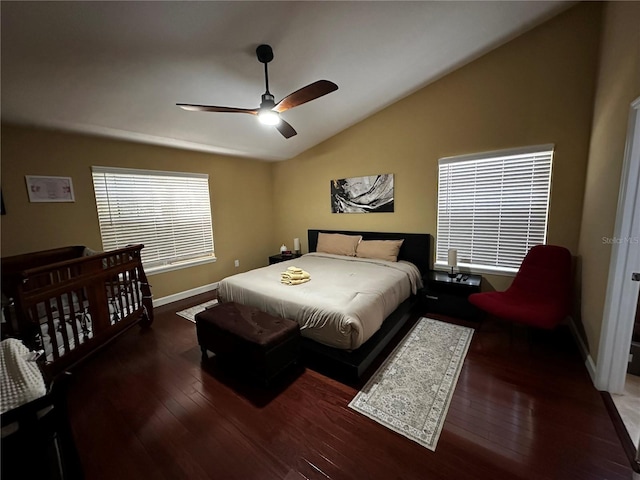 3511 Fox Lake Dr, Apopka, FL 32712 - bedroom with vaulted ceiling, hardwood / wood-style flooring, and ceiling fan