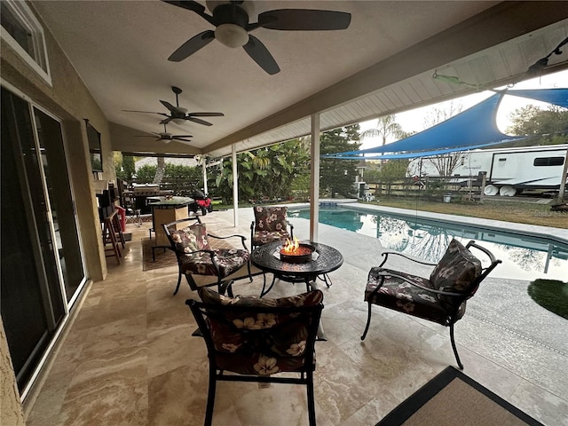 3511 Fox Lake Dr, Apopka, FL 32712 - view of patio with an outdoor pool and ceiling fan