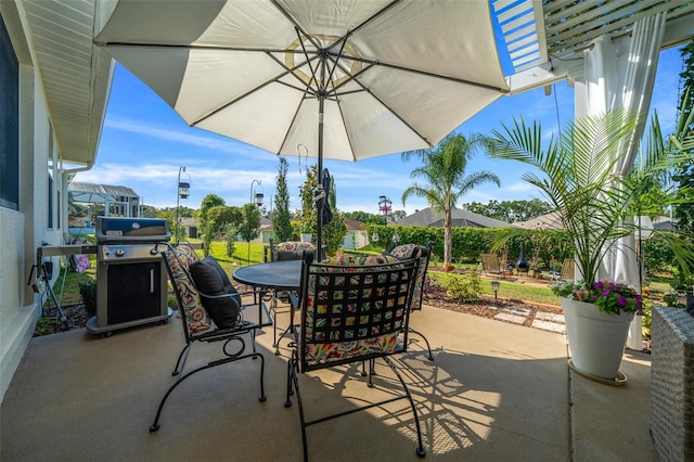 view of patio / terrace with grilling area and outdoor dining area