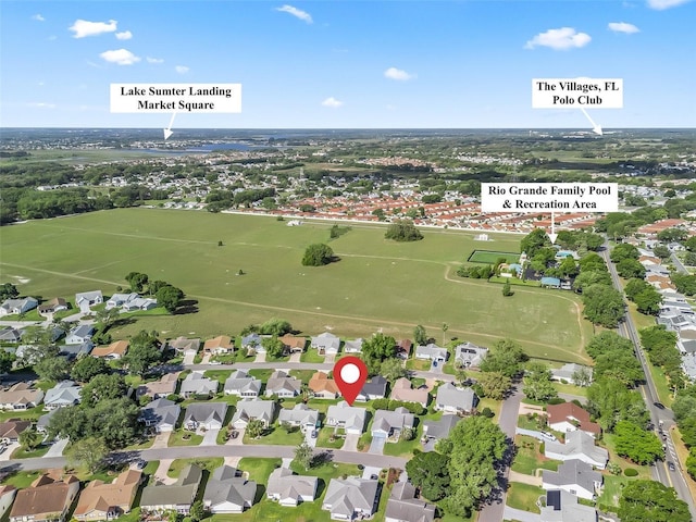 bird's eye view with a residential view