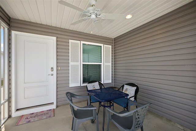 6248 Siverson Ter, The Villages, FL 32163 - view of patio / terrace with a ceiling fan and outdoor dining space