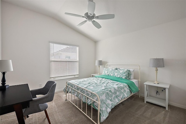 6248 Siverson Ter, The Villages, FL 32163 - bedroom with baseboards, carpet flooring, and lofted ceiling