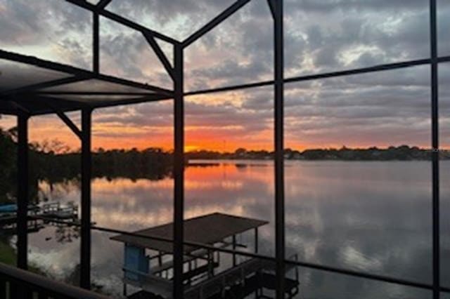 view of dock featuring a water view